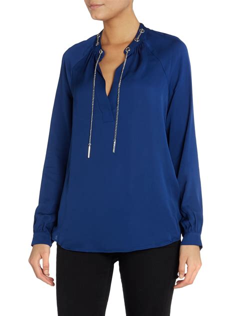 michael kors chain long sleeve blouse|Michael Kors blouses clearance.